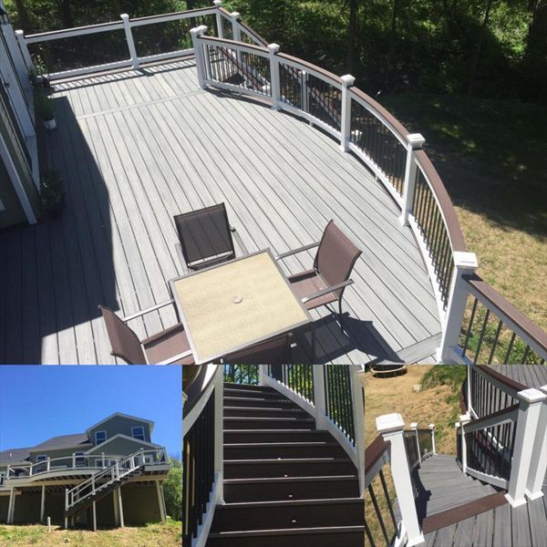 Circular deck design with a cozy seating area for intimate outdoor moments.