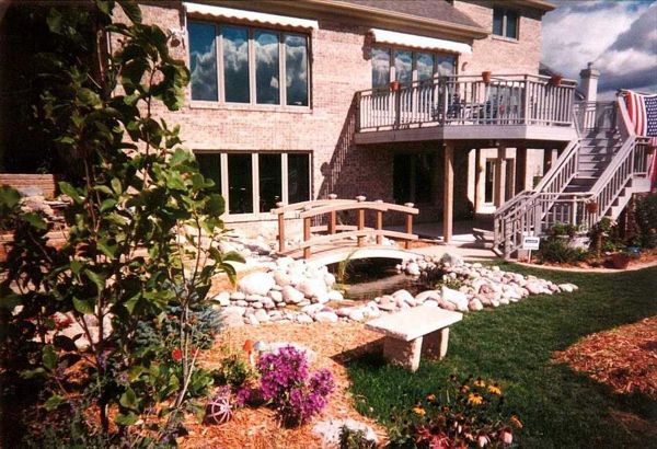 Trex Deck with Trex Bridge over Pond