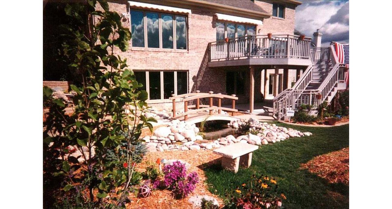 Trex Deck with Trex Bridge over Pond