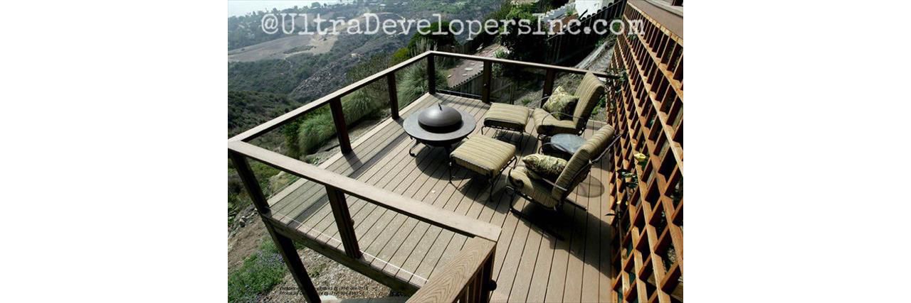 Trex deck with a foothills view