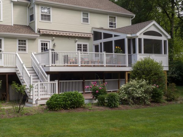 Multi-level Deck and Screened Porch, Trex Transcend, Spiced Rum, Wilton, CT