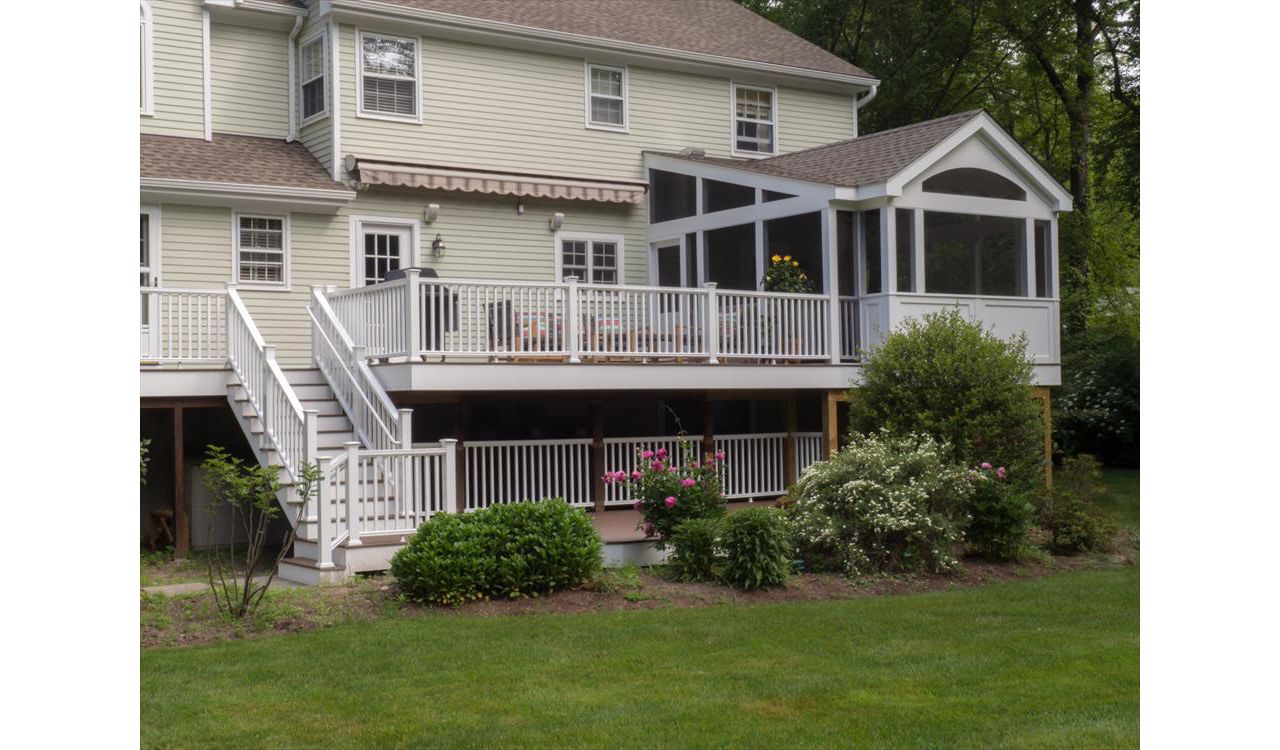 Multi-level Deck and Screened Porch, Trex Transcend, Spiced Rum, Wilton, CT