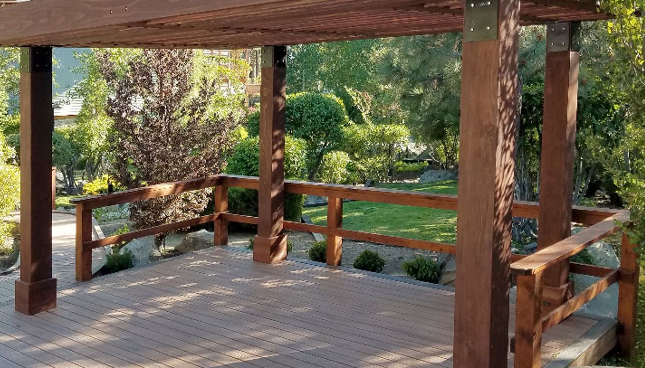 Trex deck and redwood wedding gazebo at Hyatt, Incline Village, Nev.