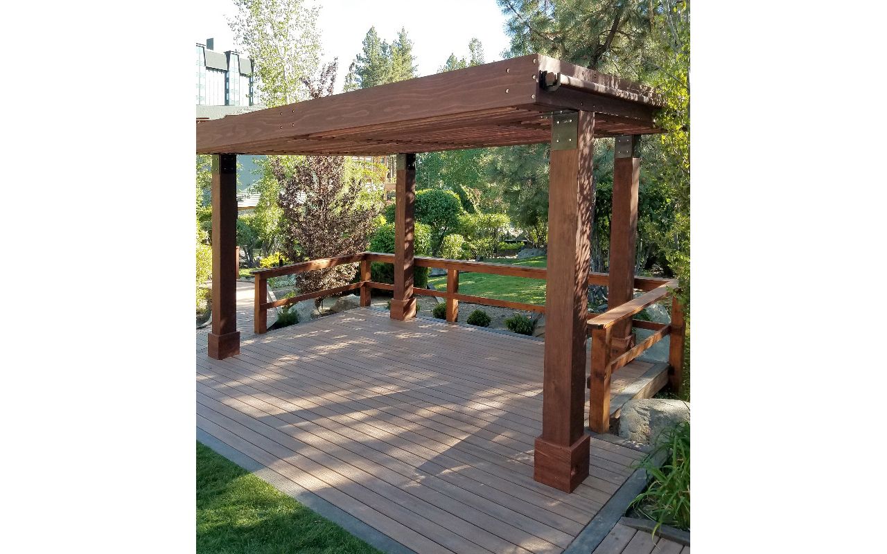 Trex deck and redwood wedding gazebo at Hyatt, Incline Village, Nev.