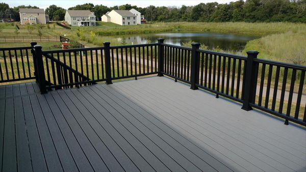 Charcoal Black railing, select Winchester grey decking
