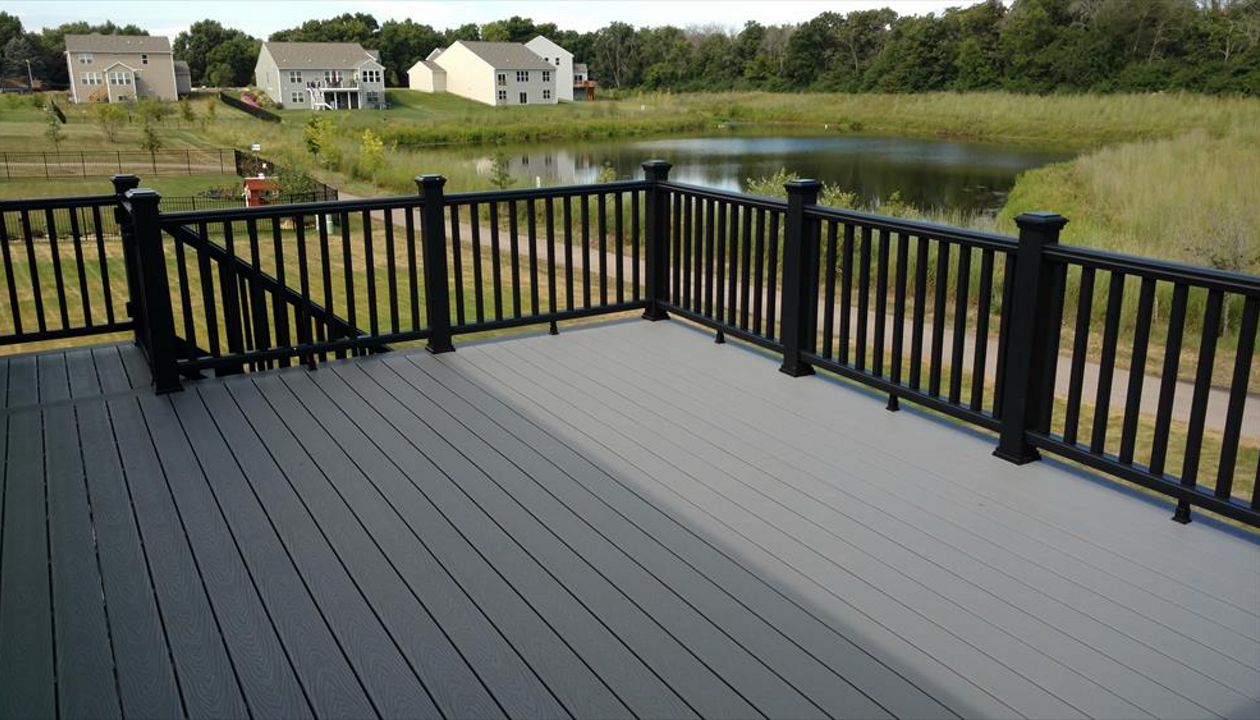 Charcoal Black railing, select Winchester grey decking