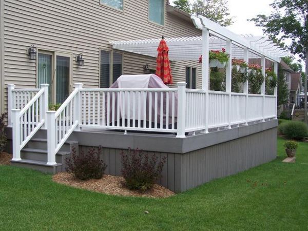Trex deck and rail with a custom pergola.