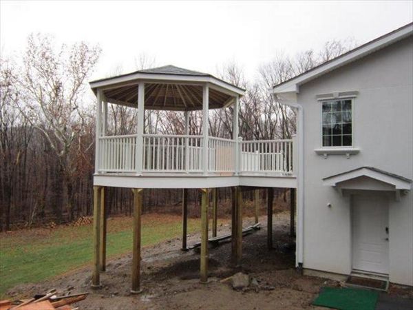 Gravel path/ White rail Gazebo