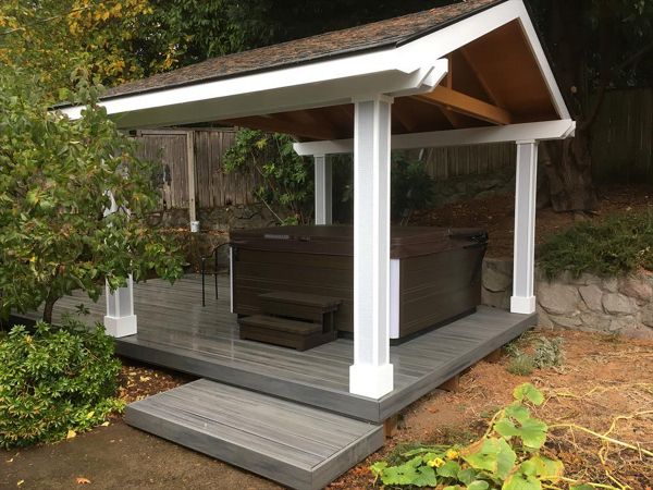Island mist decking with custom roof by us.