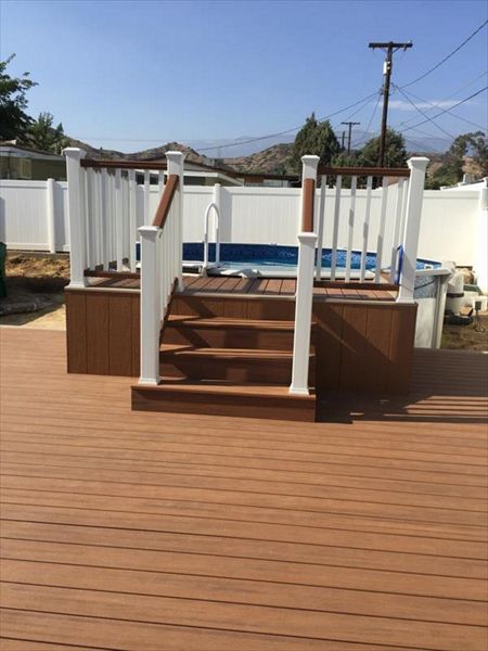 Trex deck for above ground pool and hot tub