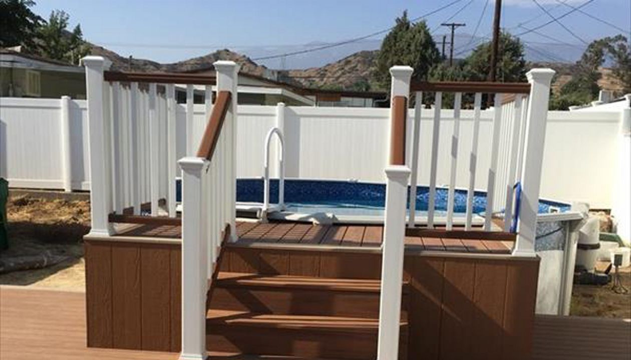 Trex deck for above ground pool and hot tub
