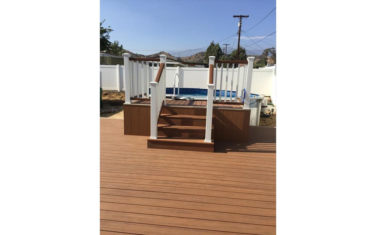 Trex deck for above ground pool and hot tub