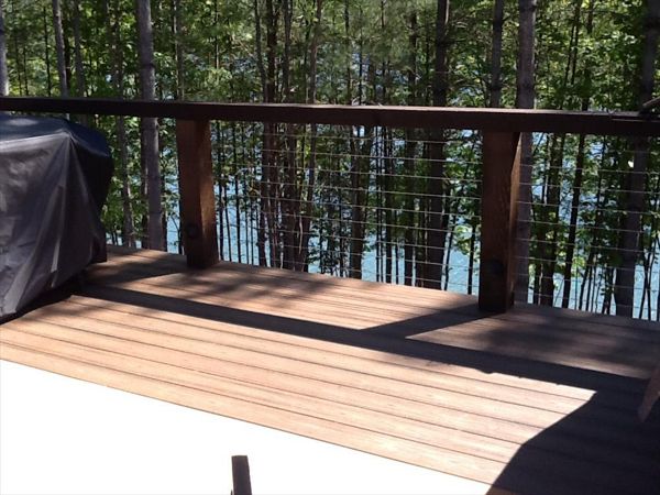 A fantastic view of Lake James from Trex deck and cable railing