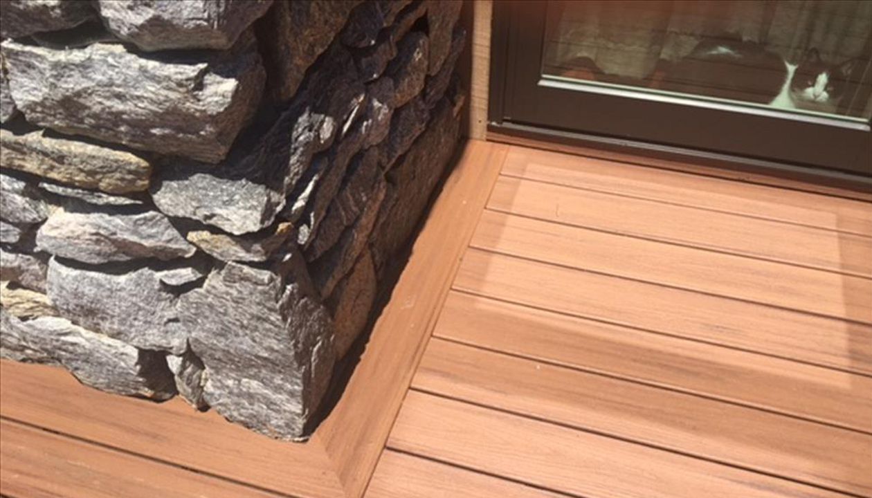 Trex picture frame board is a visual eye-catcher on this project