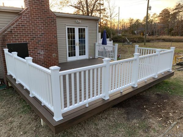 Spiced Rum deck with all white Transcend railings