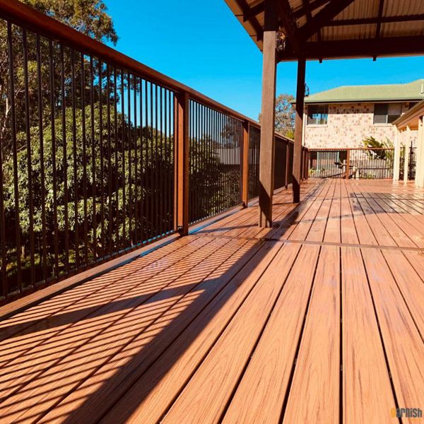 Beautiful straight clean lines of Transcend decking in Tiki Torch