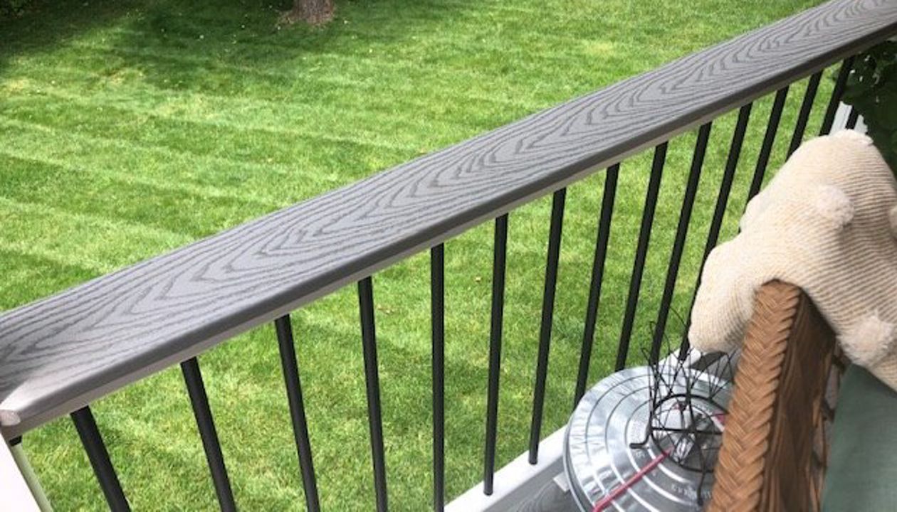 Trex Select Pebble Grey deck board cap is a great place to set your drink or plate