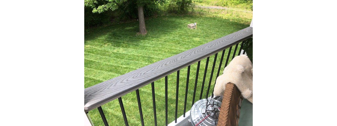 Trex Select Pebble Grey deck board cap is a great place to set your drink or plate