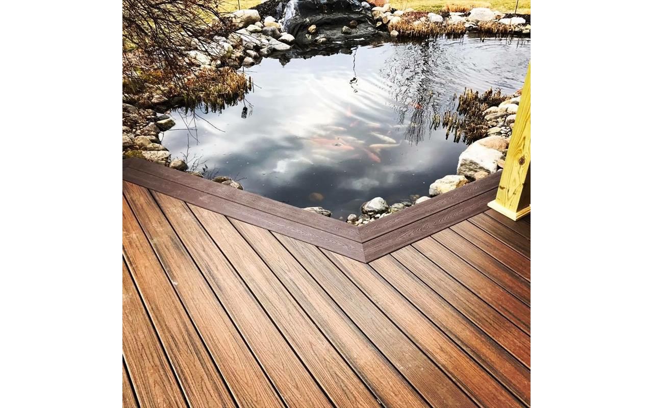 Enjoying a koi pond from the Trex deck