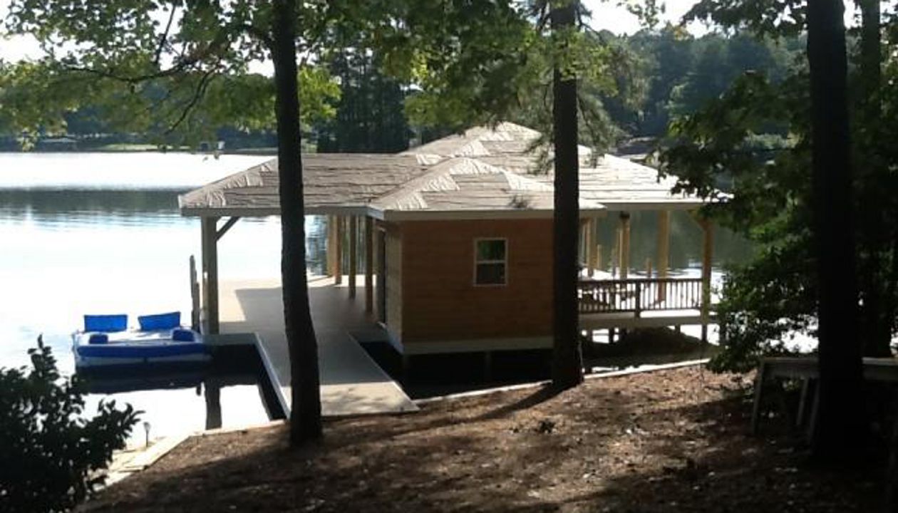 View of the boathouse from the residence
