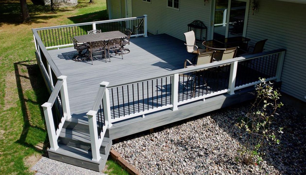 Custom Island Mist deck in Northern MI.