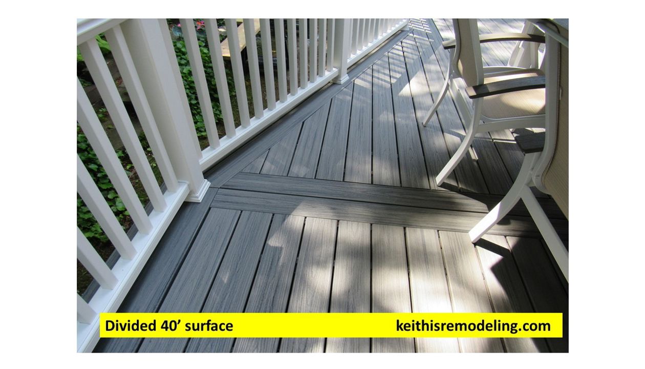 The bisecting decking allowing for a 40' span