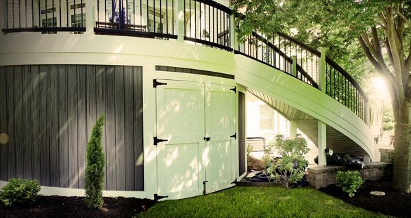 Curved Deck steps with under deck skirting & storage Gaithersburg, MD