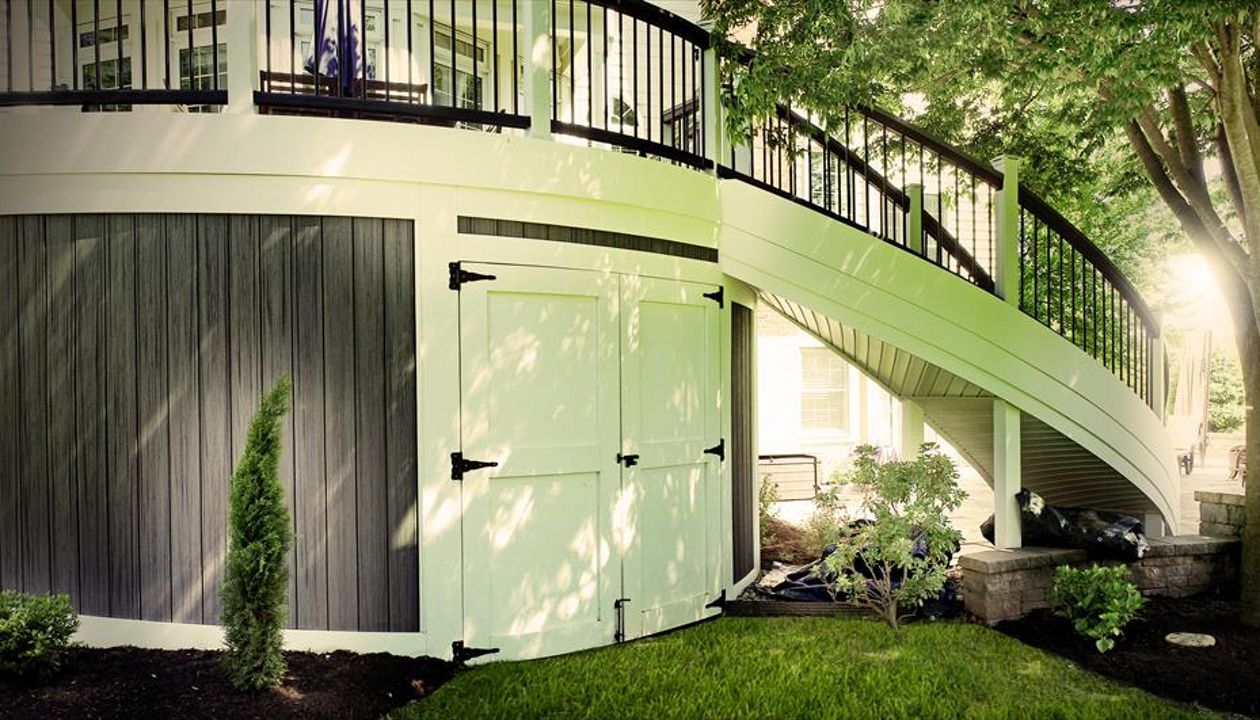 Curved Deck steps with under deck skirting & storage Gaithersburg, MD