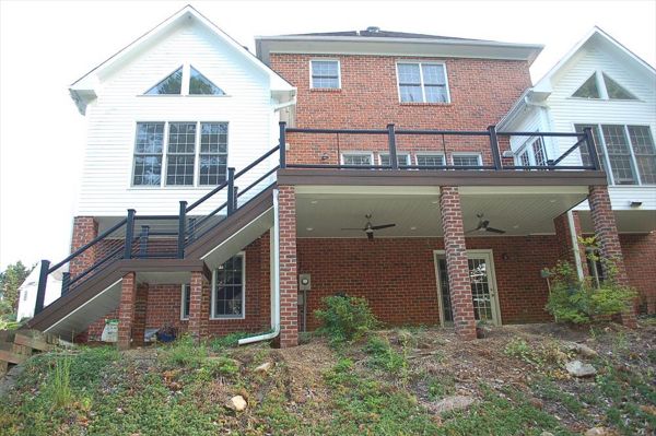 Trex Transcend Spiced Rum deck with Trex RainEscape drainage system in Winston Salem, NC.