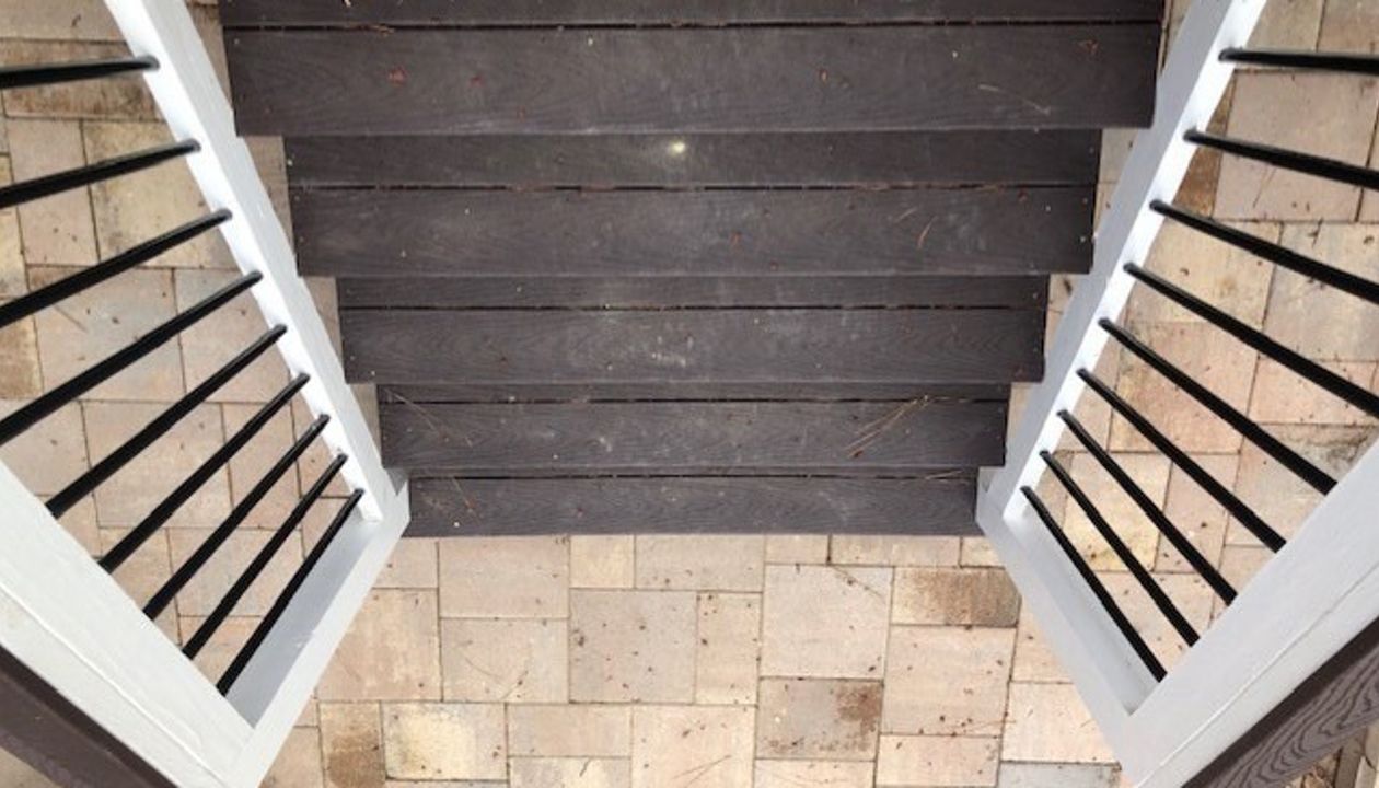 Trex Select Woodland Brown on these stairs is safe for both people & pets