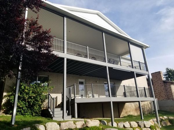 Farmington Two Story Trussed Roof Deck Pebble Grey