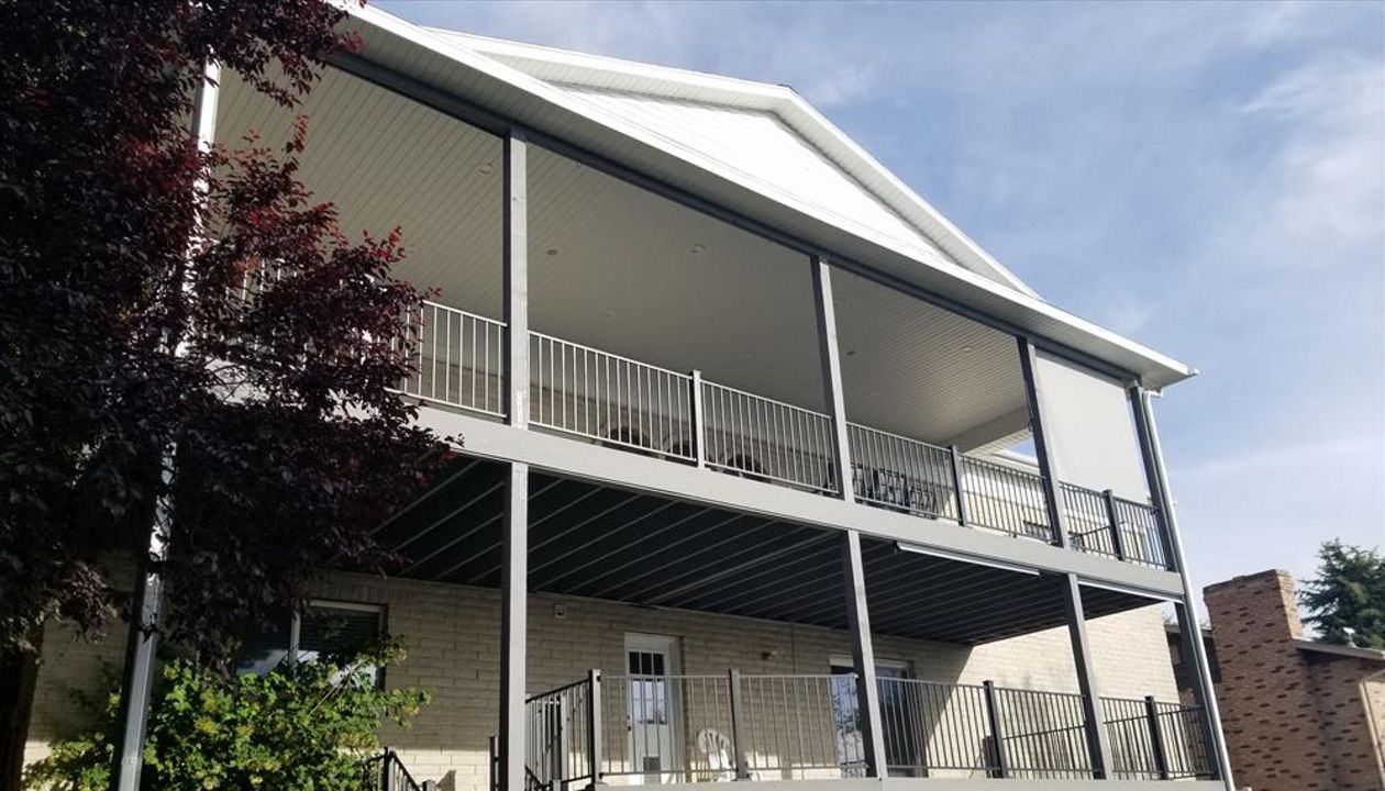Farmington Two Story Trussed Roof Deck Pebble Grey