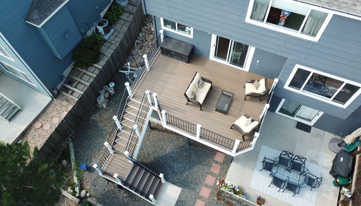 Trex Deck Parker, Co featuring Trex Enhance Toasted Sand with White Universal White Fascia