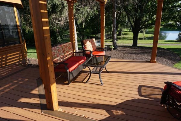 Trex Spiced Rum deck With Cedar Pergola and Gazebo