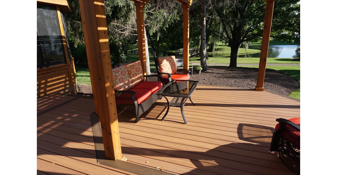 Trex Spiced Rum deck With Cedar Pergola and Gazebo
