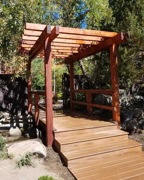 Trex boardwalk and redwood pergola at Hyatt, Incline Village, Nev.