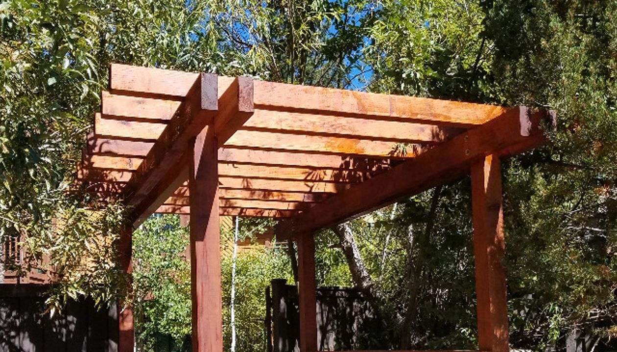 Trex boardwalk and redwood pergola at Hyatt, Incline Village, Nev.
