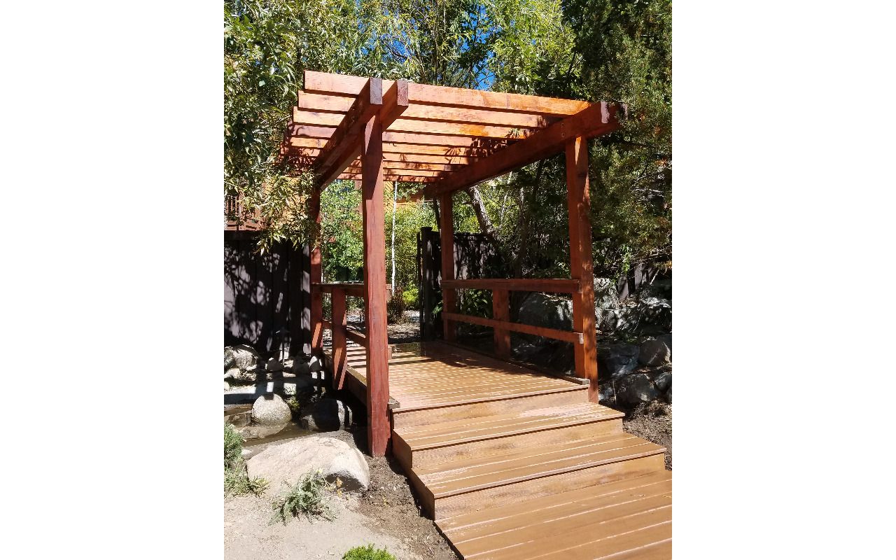 Trex boardwalk and redwood pergola at Hyatt, Incline Village, Nev.