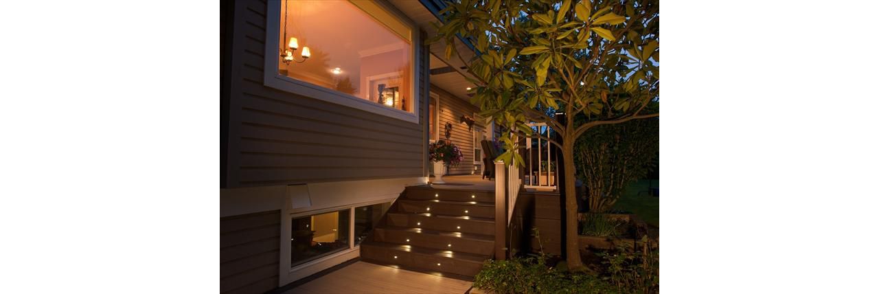 Trex Transcend Decking with Railing and Trex riser lights &amp;amp;amp;quot;Rope Swing and Vintage Lantern- White Rock BC