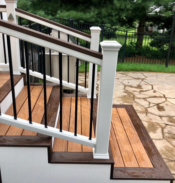 Tiki Torch decking w/ Lava Rock box steps