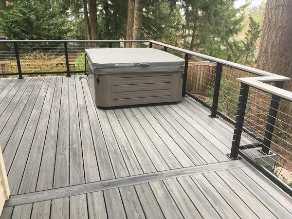 Island Mist decking with matching rail cap