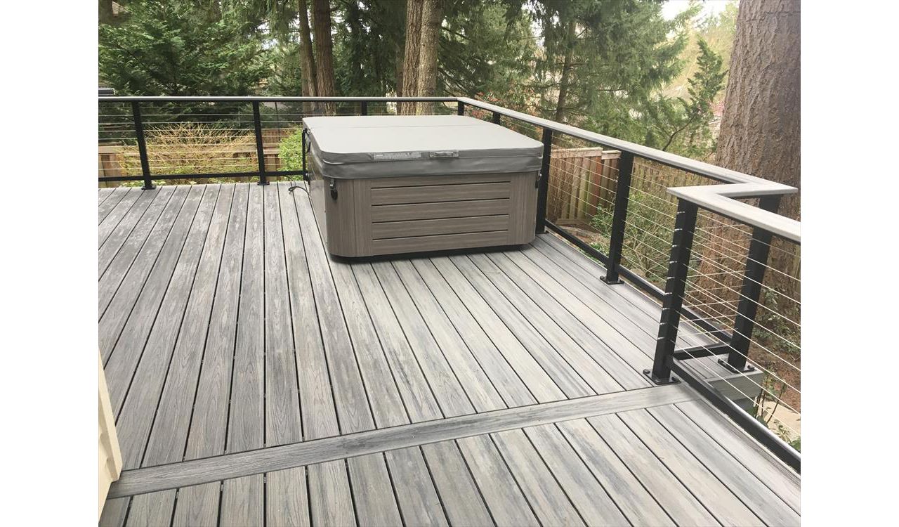 Island Mist decking with matching rail cap