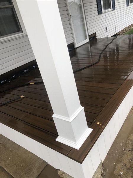 Versatex trim and Trex Transcend spiced rum decking.