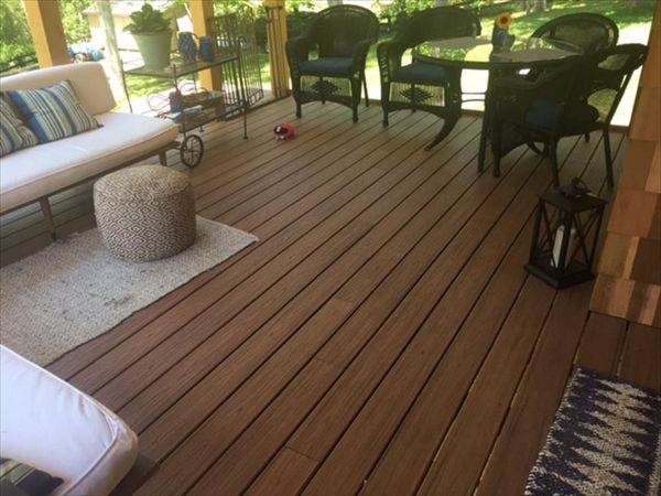 Covered Trex porch is a great place to relax and enjoy the shade