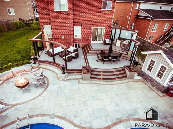 Gravel Path Trex deck with curves, Oshawa, Ontario