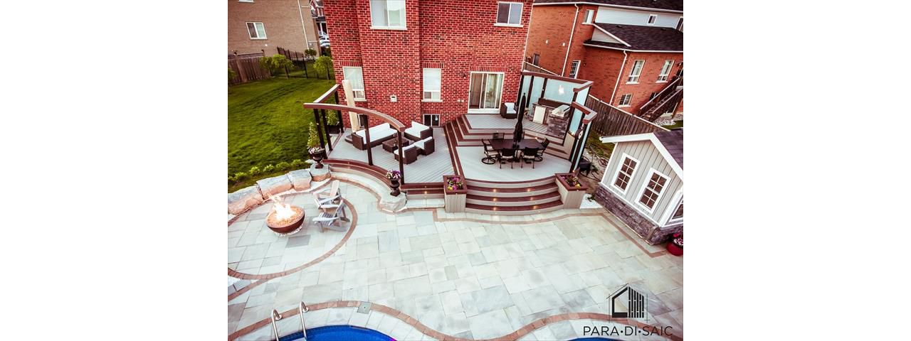 Gravel Path Trex deck with curves, Oshawa, Ontario
