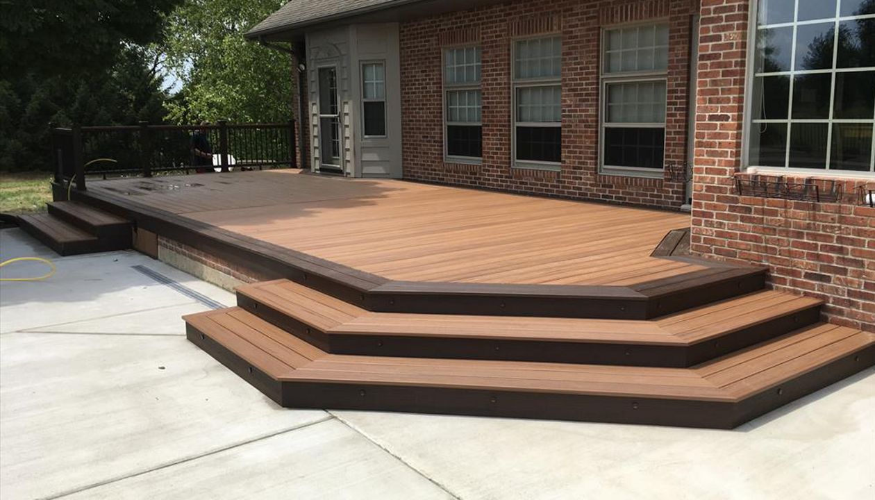 Tiki Torch decking with over-sized steps in Spiced Rum