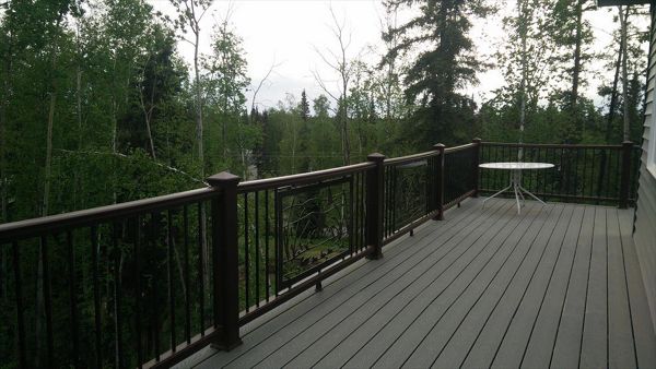 This handrail had a custom Alaska themed silhouette inserts made for a few sections.