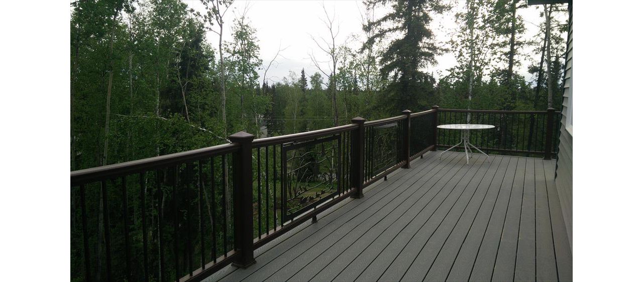 This handrail had a custom Alaska themed silhouette inserts made for a few sections.
