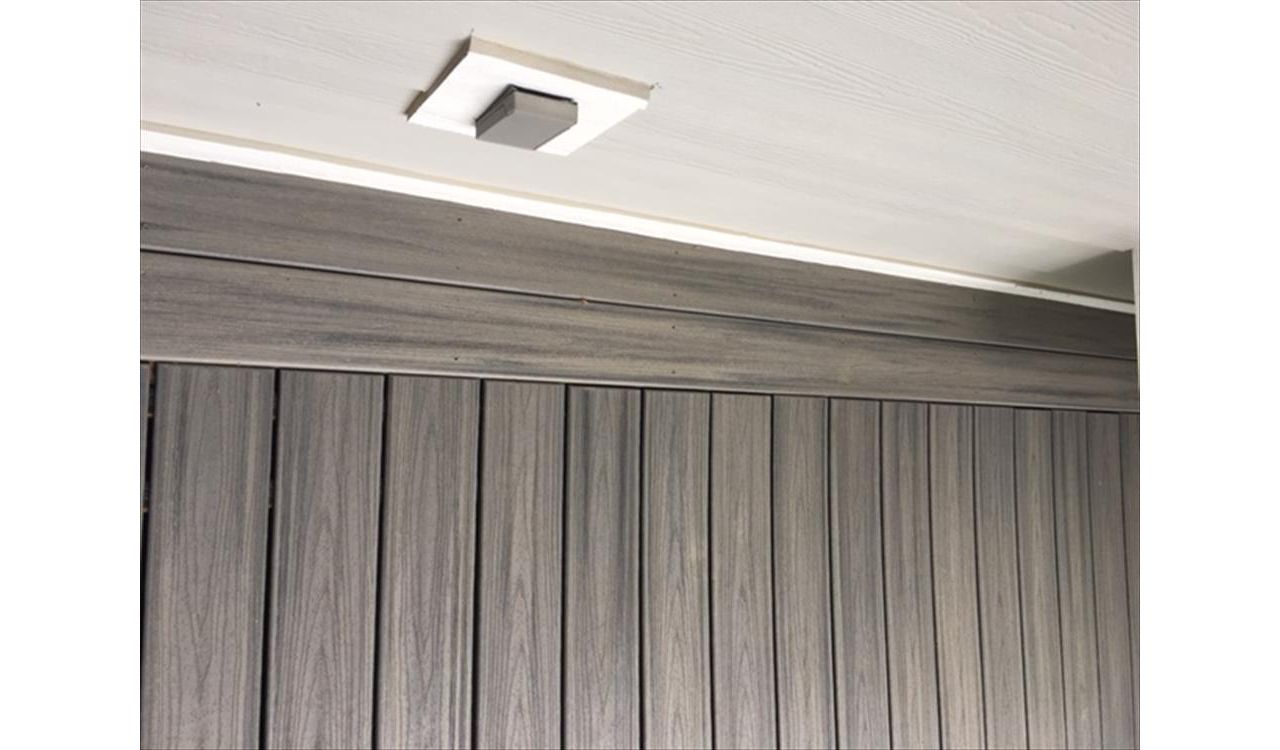 Trex Transcend Island Mist looks fantastic with white trim &amp; grey siding